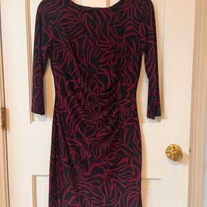 Anne Klein Black and Pink Long Sleeve Dress